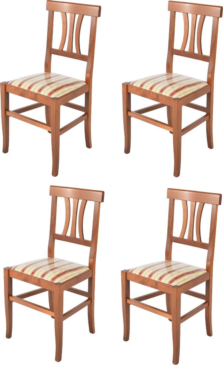Tommychairs Artemisia - Eetkamerstoelen - Set van 4 - Licht Walnoot - Stof & Hout