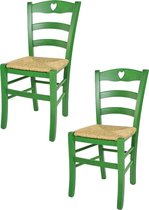 Tommychairs Cuore - Eetkamerstoelen - Set van 2 - Groen - Rotan & Hout