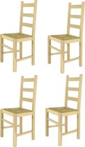 Tommychairs Rustica - Eetkamerstoelen - Set van 4 - Naturel - Rotan & Hout