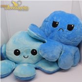 Octopus Knuffel - Pluche Mood Octopus Blauw-Lichtblauw - Omkeerbare octopus knuffel - Emotie laten zien - Show your mood - Emotieknuffel - Kinderen - Speelgoed - Surprise - Cadeau - Sinterkla