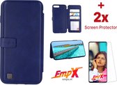 Puloka Apple iPhone 6/6s Plus TPU/Kunstleer Blauw Flip hoesje & 2x Screenprotector