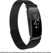 Zwart Milanees Bandje voor Fitbit Inspire / Inspire 2 / Inspire HR – Maat L - black milanese smartwatch strap - Polsbandje - Staal - RVS - Metaal