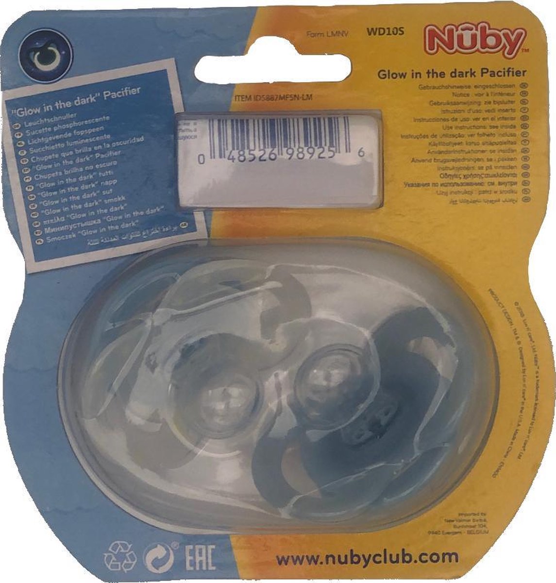 NUBY SUCETTE OVALE PHOSPHORESCENTE 6-36M