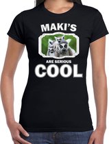 Dieren maki apen t-shirt zwart dames - makis are serious cool shirt - cadeau t-shirt maki/ maki apen liefhebber L