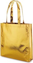 1x Gelamineerde boodschappentassen/shoppers goud 34 x 35 cm - Non-woven gelamineerde tassen met 50 cm handvatten