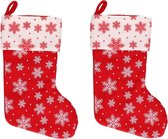 4x Rood/witte kerstsokken met sneeuwvlokken print 40 cm - Kerstversiering/kerstdecoratie sokken