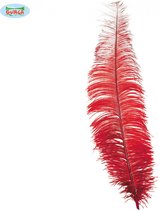 Rode pauwenveer 40 cm - Charleston/jaren 20/twenties thema verkleed accessoire