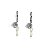 pearl & heart earrings - zilver