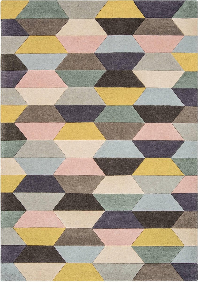 Eazy Living Easy Living - Funk-Honeycomb-pastel Vloerkleed - Rechthoek - Laagpolig Tapijt - Modern - Meerkleurig, foto 2