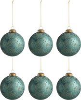 J-Line Doos Van 6 Kerstbal Glas Mat Antiek Azuur Small