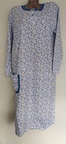 Dames flanel nachthemd lange mouw met bloemenprint XL blauw