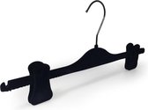 [Set van 5] Luxe uitgevoerde zwart fluwelen (velours / velvet / flock / fluweel) rokhangers / broekhangers / knijperhangers met mooie bijpassende zwarte haak perfect voor rokken, b