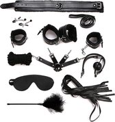 LOUZIR Bondageset | BDSM set | Bondage set | BDSM Toy set 10 delig | Luxe Sex Speeltjes Kit Met Tepelklemmen, halsband, handboeien, enkelboeien, bondage touw, masker en zweep & gag