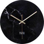 SensaHome Glazen Wandklok 30cm - Minimalistische Marmeren Design met Stille uurwerk - Marble Thunder