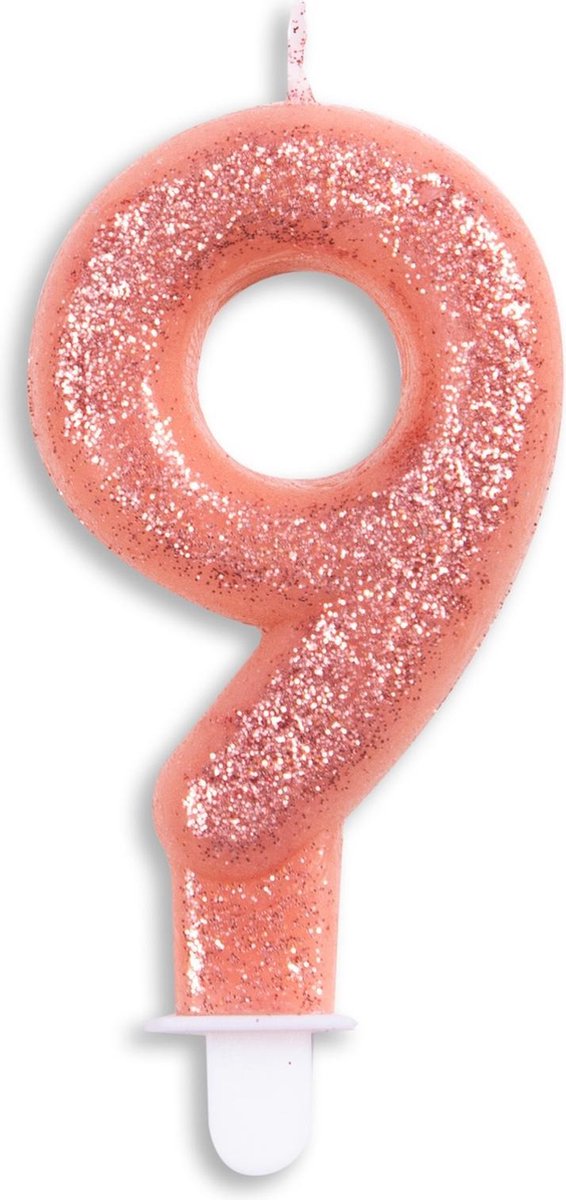 Wefiesta - Cijferkaars 9: Rose - Verjaardagskaarsje - Zalmroze