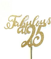 Taartdecoratie versiering| Taarttopper | Cake topper | Verjaardag | Fabulous 25|14 cm | Goud glitter | karton papier