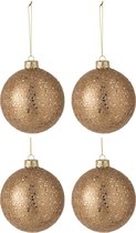 J-Line Doos Van 4 Kerstballen Sterretjes Glas Brons Large Set van 2 stuks