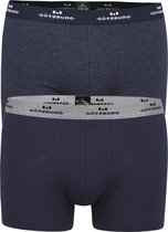 Gotzburg heren boxers (2-pack) - normale lengte - donkerblauw en blauw melange - Maat: XL