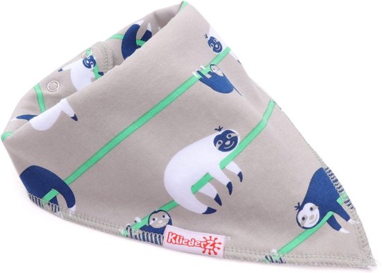 Bandana slabbetjes baby KliederZ - Stoere kwijlslabben Jongens - 3 stuks Puntslabbers Luiaard Schotse ruit groene print - BB06a van KliederZ — afbeelding 2