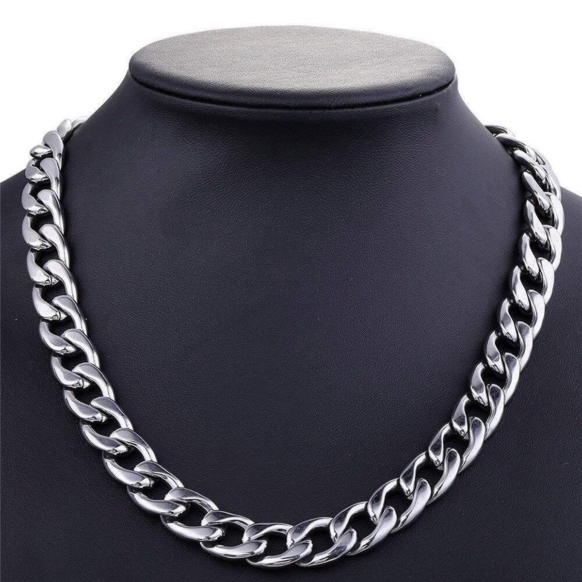 Cuban Link XL Heren Ketting Zilver kleurig - 11mm - Zeer Zwaar - Staal - Kettingen - Schakelketting - Papa Cadeau Voor Mannen - Vaderdag
