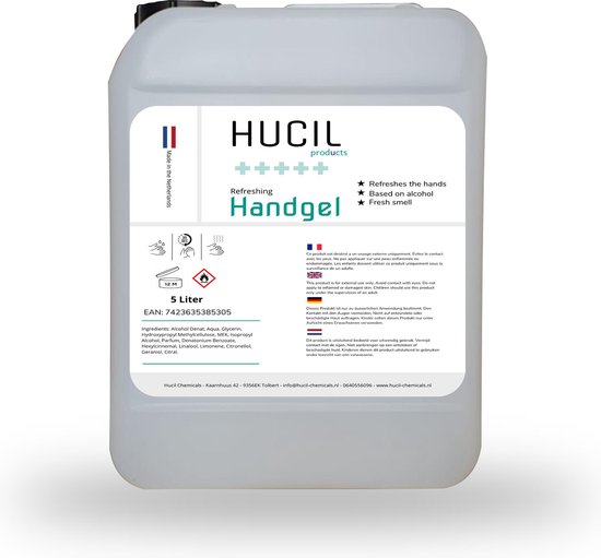 Handgel - handalcohol - hand sanitizer - 70% alcoholgel - 5 liter - hand gel navul verpakking