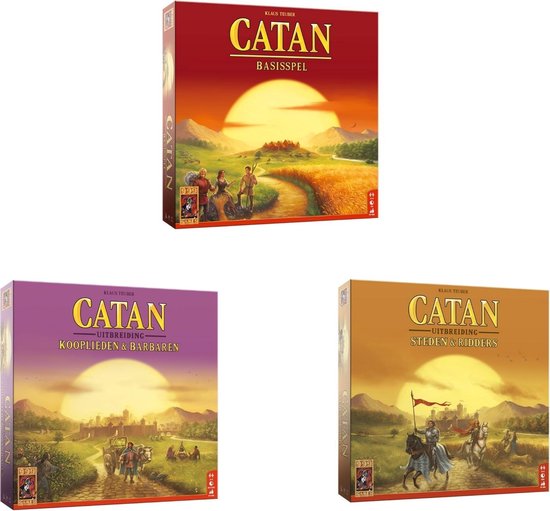 Afbeelding van het spel Spellenbundel - Catan -3 stuks- Basisspel & Uitbreidingen Steden en Ridders & Kooplieden en Barbaren