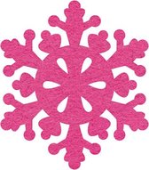 Sneeuwvlok 2 vilt onderzetters  - Fuchsia - 6 stuks - ø 9,5 cm - Kerst onderzetter - Tafeldecoratie - Glas onderzetter - Cadeau - Woondecoratie - Tafelbescherming - Onderzetters vo