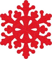 Sneeuwvlok 2 vilt onderzetters  - Rood - 6 stuks - ø 9,5 cm - Kerst onderzetter - Tafeldecoratie - Glas onderzetter - Cadeau - Woondecoratie - Tafelbescherming - Onderzetters voor
