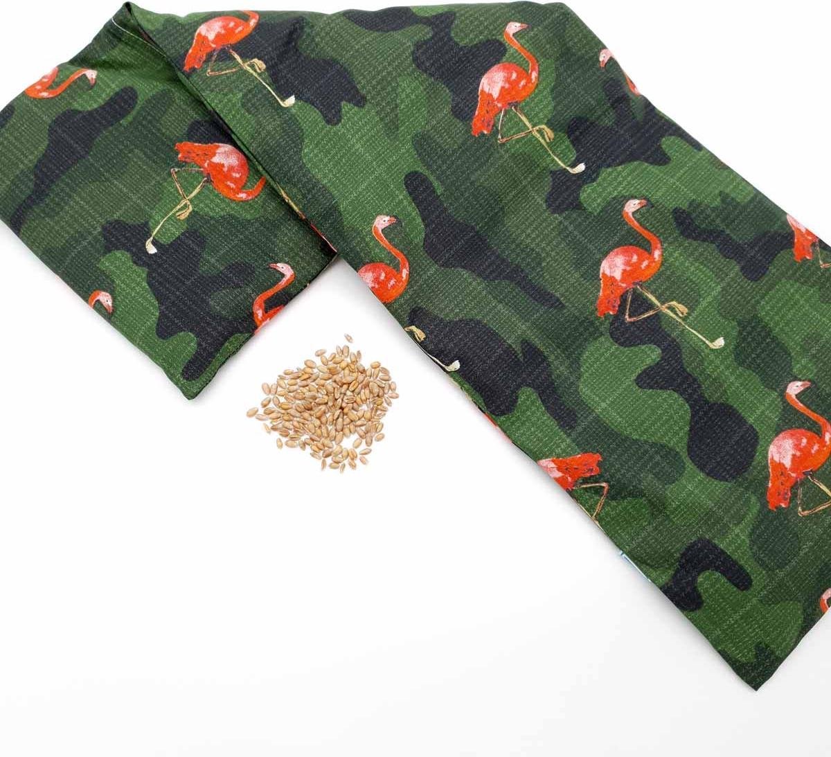 Goedkoopste Warmtekussen XL Met Pit! – Wasbare hoes - Zachte/geurloos tarwe – Extra lang - Made in NL – Leger Flamingo