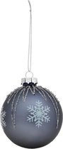 Oneiro's luxe kerstbal Blauw –o80 mm-  kerstbal - luxe verpakking – kerstcollectie – kerstdecoratie – kerstboomhanger – kerstversiering