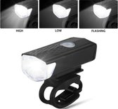 Waterdichte oplaadbare fietslamp - 300 lumen - Superfelle fietsverlichting met USB-kabel - Zwart