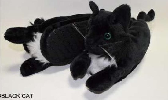 Pluche zwarte kat/poes sloffen/pantoffels voor volwassenen - Zwarte katten  sloffen -... | bol.com