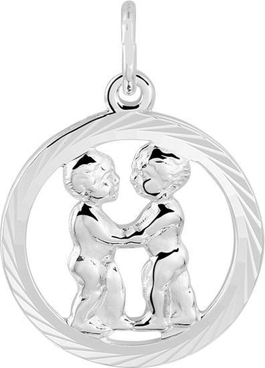 Glams Hanger Sterrenbeeld Tweeling Gediamanteerd - Zilver
