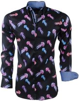Montazinni - Heren Overhemd - Jellyfish - Zwart