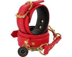 Banoch | enkelboeien van pu leer | rood / goud | bondage