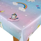 Tafelzeil - tafelkleed - PVC - Eenhoorn/unicorn - kinderfeest tafelzeil - roze/blauw - regenboog - Afmeting: 200x140cm - A KWALITEIT