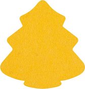 Kerstboom vilt onderzetters  - Geel - 6 stuks - 10 x  9,5 cm - Kerst onderzetter - Tafeldecoratie - Glas onderzetter - Cadeau - Woondecoratie - Tafelbescherming - Onderzetters voor glazen - Kerst tafelen - Woonaccessoires - Tafelaccessoires