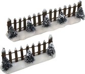 Luville - Fence wooden with trees 2 pieces - Kersthuisjes & Kerstdorpen