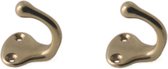 2x Luxe kapstokhaken / jashaken goudkleurig met enkele haak - hoogwaardig messing - 3,8 x 3 cm - goudkleurige kapstokhaakjes / garderobe haakjes