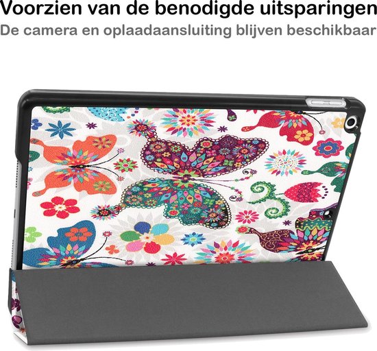 Étui adapté pour iPad 10.2 2020 Cover Book Case Case Luxe à trois volets avec protecteur d'écran - Étui adapté pour iPad 8 Case Bookcase - Papillons