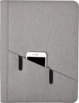 Polyester multifunctionele documentenmap (A4) met tablethouder. Kleur grijs