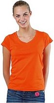 Sols T-shirt - oranje - V-hals - 100% katoen - slim fit - dames shirts - dameskleding 36