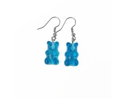 foto van NiSy.nl Gummy Bear Oorbellen | Gummi Beer| Candy Snoep | Zilverkleurig | Licht Blauw