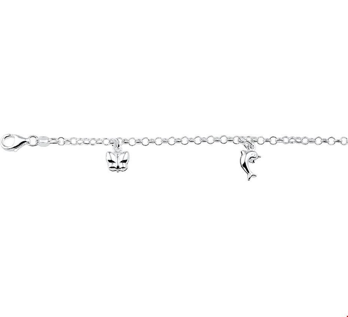 Zilver Gerhodineerd Armband Diverse Bedels 15 Cm 1321792