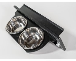 Black Beauty Vogel Voederdraaiplateau in zwart Ral 9005 – 2 rvs bakken