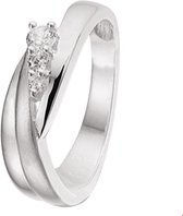 The Jewelry Collection Ring Zirkonia Poli/mat - Zilver