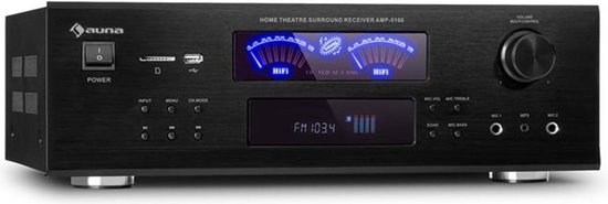 Auna Amp 5100 Bt Stereo versterker - 2X120 W + 3X50 W - RMS Bt - Zwart - Auna