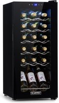 Klarstein Shiraz 18 Slim Uno - Cave à vin 50 litres / 18 bouteilles - températures réglables de 5 à 18 ° - Eclairage intérieur LED- Zwart
