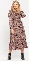 LOLALIZA Maxi jurk met print en lange mouwen - Rood - Maat 46