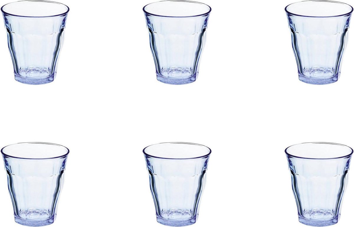 Duralex Picardie Waterglas 22 cl - 8,4cm - 6 stuks - Blauw Glas - Duralex